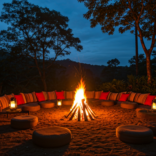 Bonfire beneath the hills